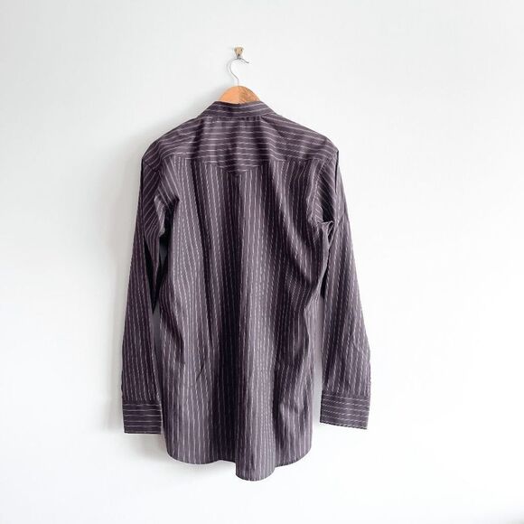 Panhandle Slim Mens Vintage Pinstripe Long Sleeve Snap Up Shirt Brown Large Tall - Picture 2 of 9